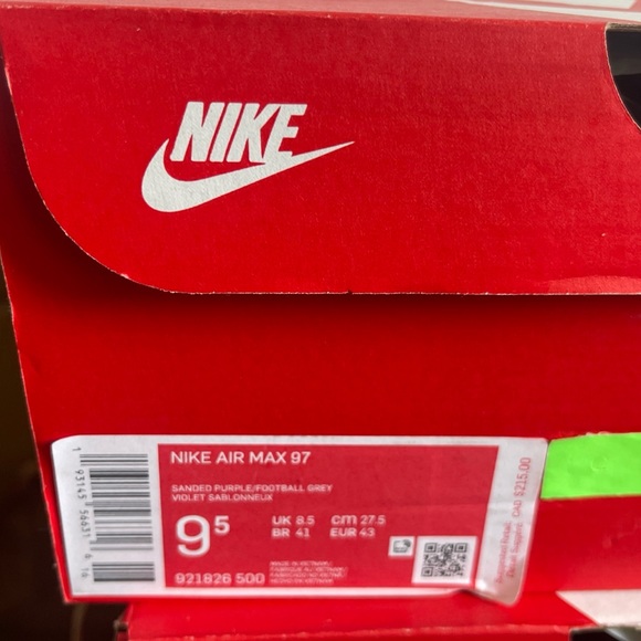 NIKE  AIR MAX 97 921826 500 Sanded Purple Men's Running Shoes Size 9.5 - Picture 6 of 6